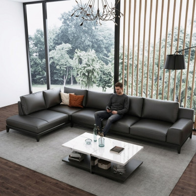 Canapé en cuir design Canapé d'angle Rembourrage Coin de canapé Siège d'angle Forme en L Décoration Suite