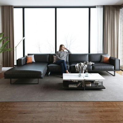Canapé d'angle Ensemble de rembourrage Décor Paysage de vie en forme de L Canapé designer Canapé
