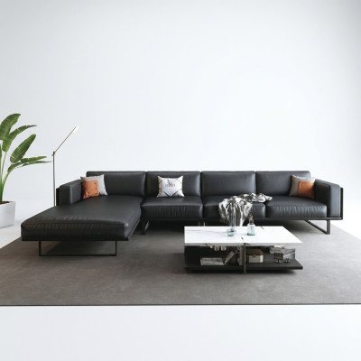 Canapé d'angle Ensemble de rembourrage Décor Paysage de vie en forme de L Canapé designer Canapé