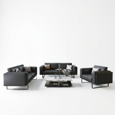 Meubles de bureau de luxe Canapé en cuir Canapé en cuir Suite 3+2+1 + Table basse 4pcs