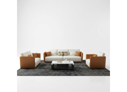Meuble de luxe Ensemble de canapé Canapé Rembourrage de canapé 3 2 1 Canapés Cuir orange