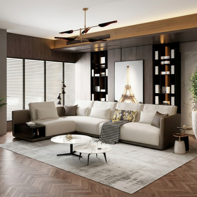 Canapé en cuir de designer Canapé d'angle Rembourrage Canapé d'angle Siège d'angle Décoration d'angle Suite en L-forme