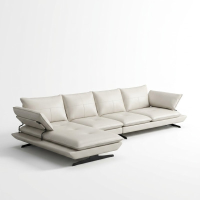 Fauteuil d'angle en cuir de style italien moderne pour salon.