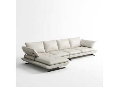 Fauteuil d'angle en cuir de style italien moderne pour salon.