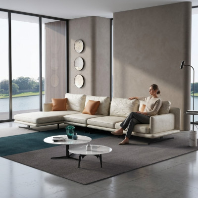 Canapé d'angle en cuir design Canapé d'angle Rembourrage Coin Canapé Siège Décoratif Coin Suite en L-forme