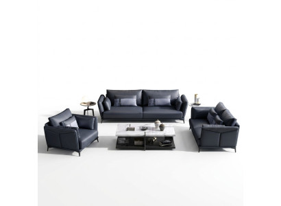 Groupe de sièges rembourrés italiens en cuir 3+2+1 Canapé moderne