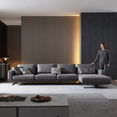 Sofa en cuir design Canapé d'angle Rembourrage Canapé d'angle Siège Décoration d'angle Suite en forme de L