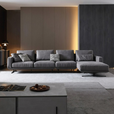 Sofa en cuir design Canapé d'angle Rembourrage Canapé d'angle Siège Décoration d'angle Suite en forme de L