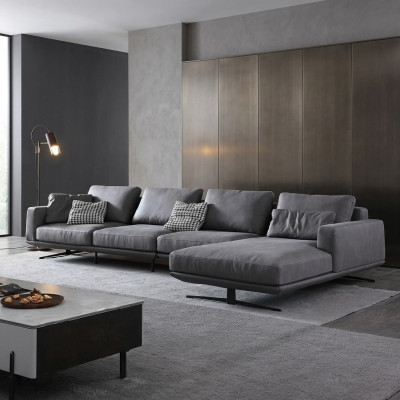 Salon de style italien Mobilier de salon en forme de L Textile Coin de siège suite pad