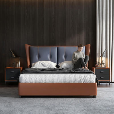 Chambre Italienne Lits Mobilier de Style Designer Lit + 2 Tables de Chevet