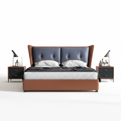 Chambre Italienne Lits Mobilier de Style Designer Lit + 2 Tables de Chevet