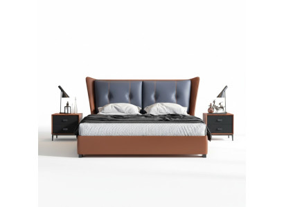 Chambre Italienne Lits Mobilier de Style Designer Lit + 2 Tables de Chevet