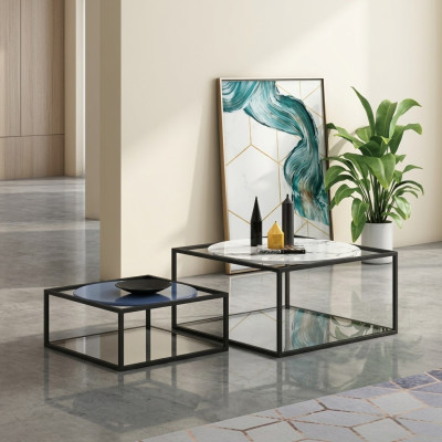 Double Set 2x Beistelltisch Couchtisch Kaffeetisch Design Wohnzimmertisch
