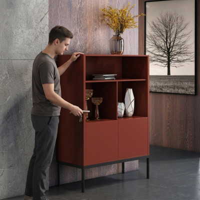 Commode italienne de style meubles de designer, armoires de garde-robe hautes orange