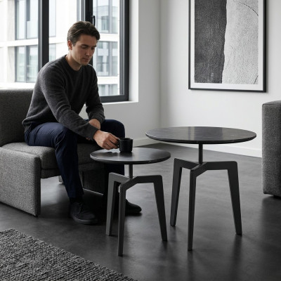 Ensemble de 2 tables basses décoratives tables d'appoint table de salon design.