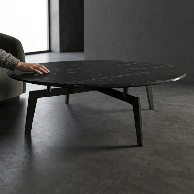 Canapé design rond de style italien, table basse, tables d'appoint, table ronde.