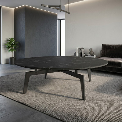 Canapé design rond de style italien, table basse, tables d'appoint, table ronde.