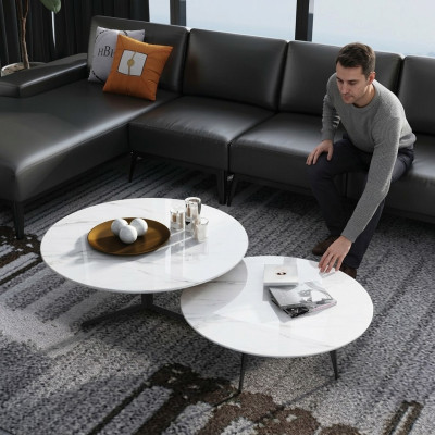 Ensemble rond 2x Table basse Table d'appoint Décoratif Designer Salon