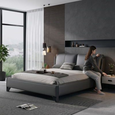 Décoration de lit design - lits doubles luxueux pour hôtels, chambre de sommeil en cuir