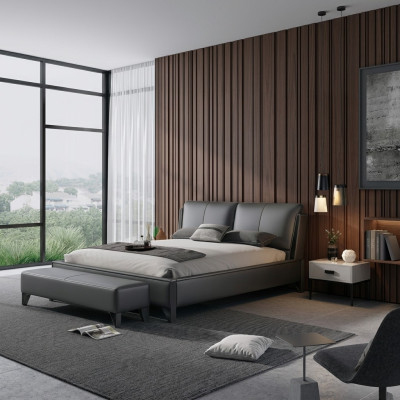 Décoration de lit design - lits doubles luxueux pour hôtels, chambre de sommeil en cuir