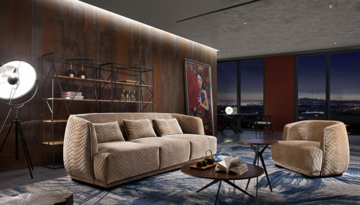 Canapé design Ensemble de canapés 3+1 places Canapé rembourré Suite de mobilier italien