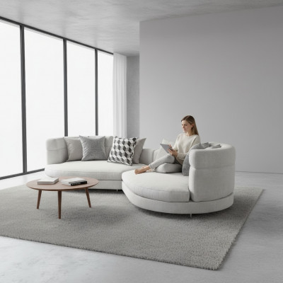 Canapé rond XXL de grande taille 4 places Design Luxe Italien Canapé Rond Luxe Canapés Rembourrés