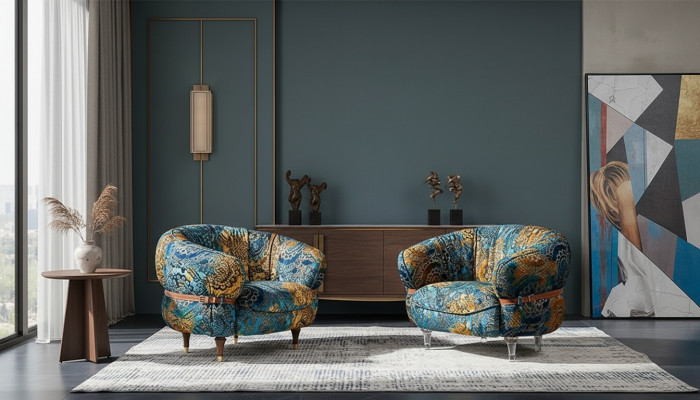 Fauteuil Club Lounge Designer Canapé TV Chaise Chaises Tapisserie Siège Mobilier Textile