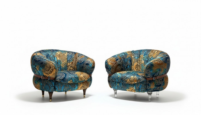 Fauteuil Club Lounge Designer Canapé TV Chaise Chaises Tapisserie Siège Mobilier Textile