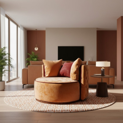 Fauteuil Club Chesterfield rond Canapé rond Sofa rond Chaises de relaxation rondes Chaise rembourrée.