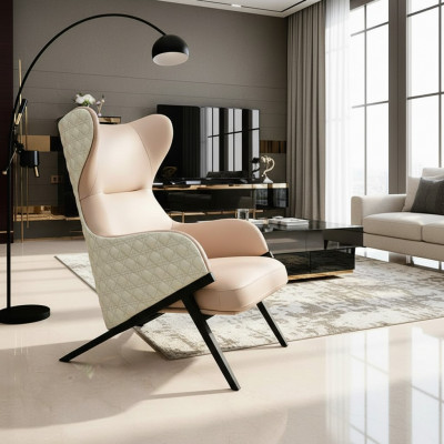 Fauteuil Canapé Design Canapé Siège Luxe Beige nouveau Détente Cuir Lounge Club Tapisserie