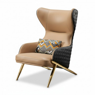 Fauteuil Relax en Cuir Lounge Club Canapé Design Canapé 1 Place de Luxe Beige neuf