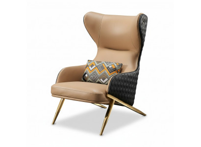 Fauteuil Relax en Cuir Lounge Club Canapé Design Canapé 1 Place de Luxe Beige neuf