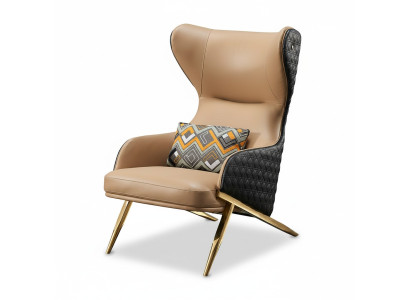 Fauteuil Relax en Cuir Lounge Club Canapé Design Canapé 1 Place de Luxe Beige neuf