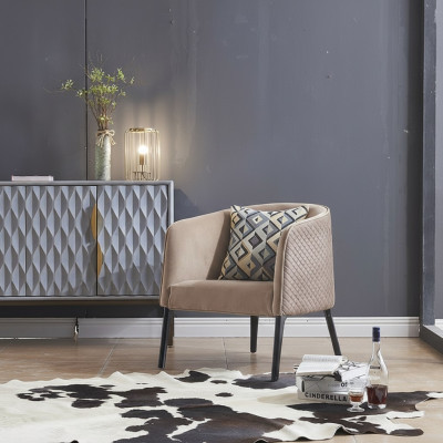 Fauteuil de luxe Tapissé Cocktail Relax Lounge Club Chaises Mobilier Design Fauteuil Beige