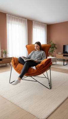 Chaise de luxe rembourrée Cocktail Relax Lounge Club Chairs Design Fauteuil Orange
