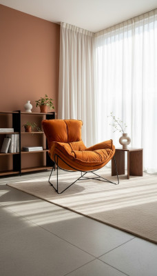 Chaise de luxe rembourrée Cocktail Relax Lounge Club Chairs Design Fauteuil Orange