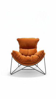 Chaise de luxe rembourrée Cocktail Relax Lounge Club Chairs Design Fauteuil Orange