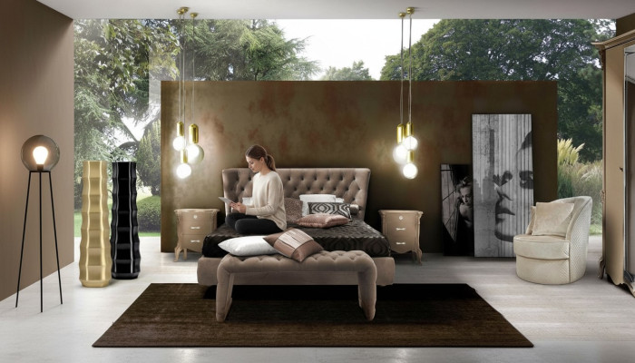 Design de rembourrage de lit de luxe Lits doubles de l'hôtel Chesterfield Chambre de sommeil