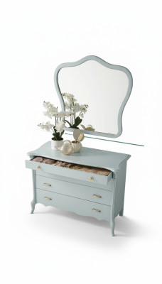 Miroir Commode Armoire Commodes Ensemble de chambre Bois Style moderne Coiffeuse