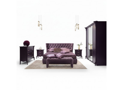 Chambre Ensemble Ensemble Lit 2x Tables de chevet Tabouret 3pcs. Chesterfield Complet