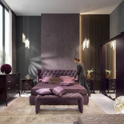 Chambre Ensemble de meubles italiens de luxe Chesterfield 6 pièces. Bois massif