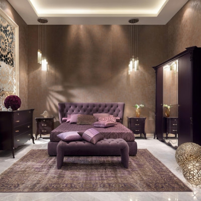 Chambre Ensemble de meubles italiens de luxe Chesterfield 6 pièces. Bois massif
