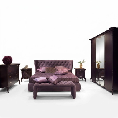 Chambre Ensemble de meubles italiens de luxe Chesterfield 6 pièces. Bois massif