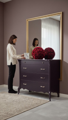 Commode avec 4 tiroirs Bahut Buffet Bois Armoire Buffet Commodes Violet