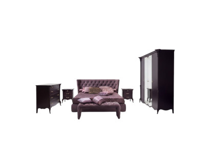Design de literie de luxe pour lit double d'hôtel en violet de luxe.