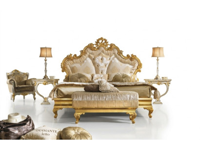 Classique lit baroque rococo hôtel lits lit rembourré lit double 180x200cm