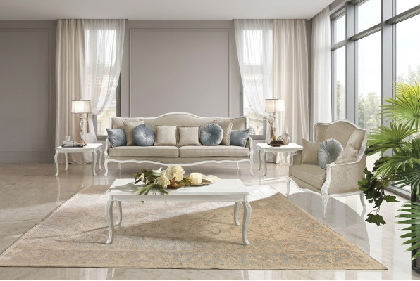 Meubles italiens Canapé classique baroque rococo 3 places en tissu textile neuf