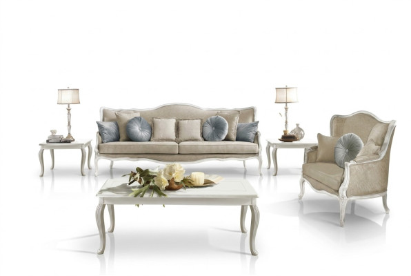 Meubles italiens Canapé classique baroque rococo 3 places en tissu textile neuf