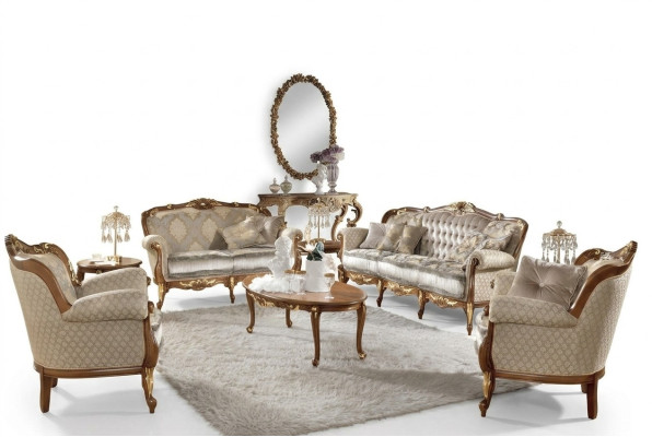 Canapé Baroque Rococo Classique Trois Places 3 Places Canapé Tissu Canapés