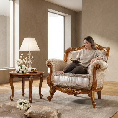 Fauteuil textile 1 place, canapé, canapés rembourrés, design, luxe, classique, baroque, rococo